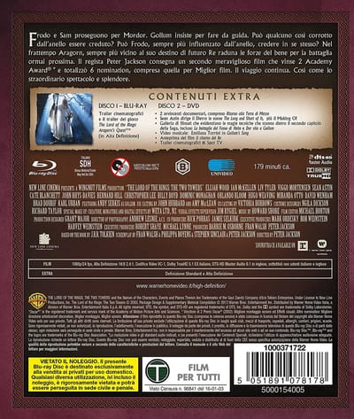 Warner Home Video The Lord of the Rings: the Two Towers DVD/Blu-Ray Full HD Engels, Italiaans