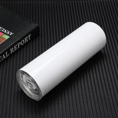 20OZ Sublimatie Rechte Beker Roestvrijstalen Beker Koffiemok met Rietje Vacuümflessen DIY Geïsoleerde Thermos Waterflessen 601-700ml wit