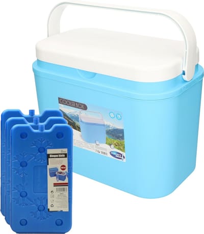 Excellent Houseware koelbox kunststof blauw 10 liter met 3x koelelementen van 14 x 25 cm