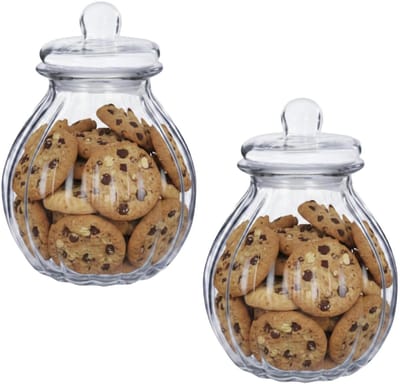 Alessandro luxe voorraadpot - 2x - snoeppot - glas - met deksel - 4 liter - koekjes - snoepjes - 20 x 27 cm