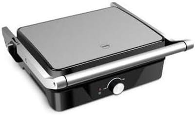 Contactgrill - Elektrische grill - Snelle maaltijden - Dubbele functie - 30x25 cm - Zilver