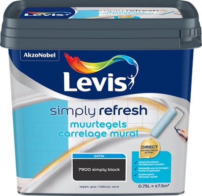 Levis - Simply Refresh Muurtegels Satin - Simply Black - 0,75 L