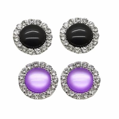 2 Paar-Clip oorbellen-Lila-Zwart-1.5 cm