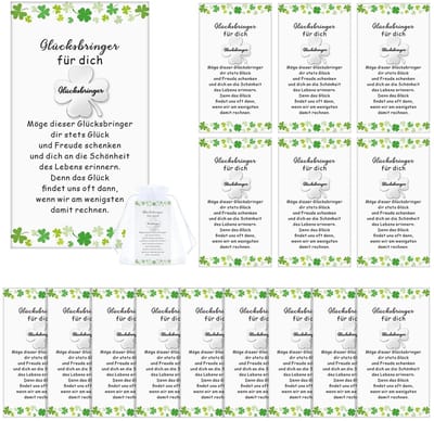 Dailygoods- Geluksbrengers 15 Sets - Klavertje Vier - Bedankkaart