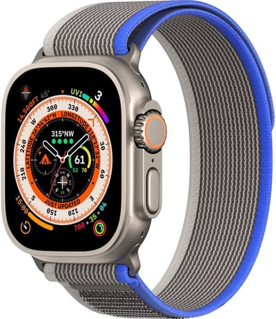 Dux Ducis Nylon Watch bandje geschikt voor Apple Watch Bandje Klittenbandsluiting | Dux Ducis YJ - 49/46/45/44 mm - Blauw / Grijs
