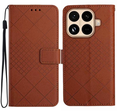 Coverup Hoesje - Geschikt voor Xiaomi 15T Pro Hoesje - Coverup Rhombus Book Case - Bruin
