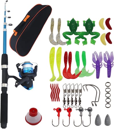 Thijox - Hengelset voor Kinderen, Kinderhengel Starterset 1,5 m met Vismolen, Telescopische Hengel, Hengelaccessoires en Draagtas voor 3-10 Jaar, Comp