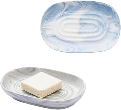 Decoratieve Zeepdispenser Set van 2, Multifunctionele Houder voor Zeep, Sieraden en Sleutels met Marmerlook voor Badkamer en Wastafel