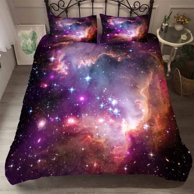 Print Starlight Galaxy Microvezel Dekbedovertrek Met Kussenslopen Sterrenhemel Dekbedovertrek Beddengoedset Dropship Duver Cove Sets EU single(135x200cm)