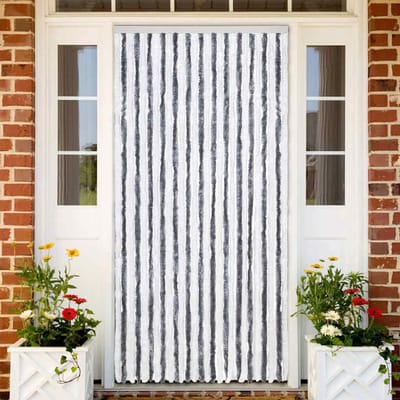 vidaXL - Vliegengordijn - 118x220 - cm - chenille - grijs - en - wit