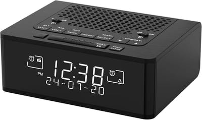 DAB en FM-radiowekker met 40 voorkeuzezenders, dimbaar LCD-scherm, dubbele wekker en Bluetooth