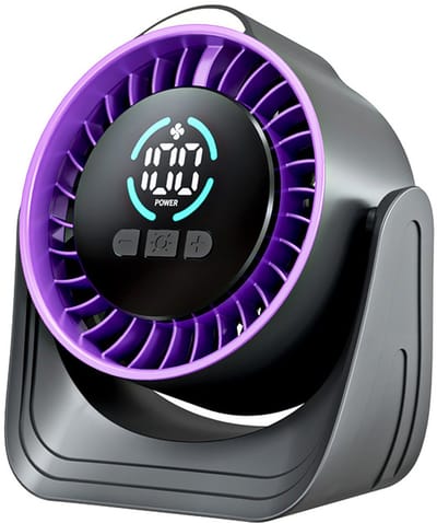 Ventilatoren-Oplaadbare Tafelventilator -met 100 Snelheden - Draagbare USB Ventilator met LED Display - 360° Draaibaar met Nachtlampje - 12 Uur Batterij - Stille Bureau Ventilator voor Kantoor, Slaapkamer en Camping