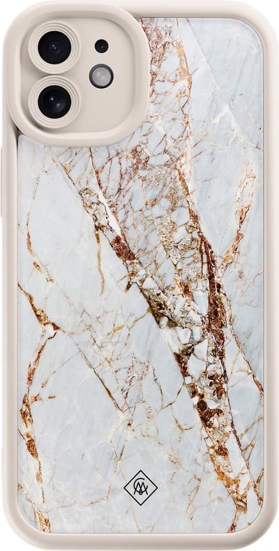 Casimoda® hoesje - Geschikt voor iPhone 11 - Marmer Goud - Effen telefoonhoesje met lensbescherming - Siliconen/TPU - Backcover - Goudkleurig