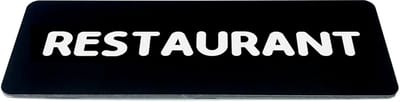 Deurbordje met Tekst restaurant - Zwart/wit met ronde letter - Formaat 150mm x 50mm x 1,6mm - zelfklevend