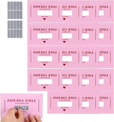 Liefdesbonnen Set - Romantische Notities - Relatie Versterken - 20 Aanpasbare Scenario's - 15 x 12 cm - Roze