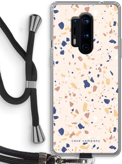 Case Company® - Hoesje met koord geschikt voor OnePlus 8 Pro hoesje met Koord - Terrazzo N°23 - Telefoonhoesje met Zwart Koord - Bescherming aan alle Kanten en Over de Schermrand
