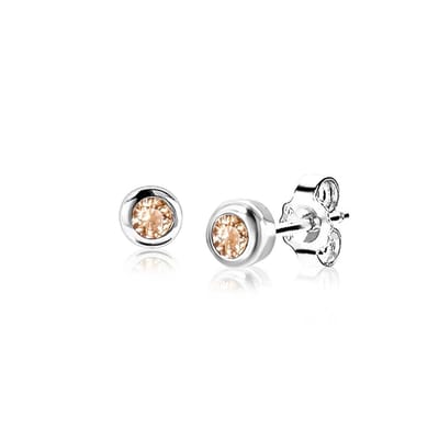 NOVEMBER oorknoppen 4mm zilver met geboortesteen geel citrien zirconia