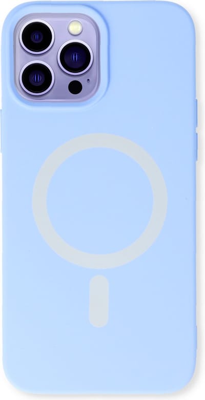 Casemania Hoesje Geschikt voor Apple iPhone 14 Pro - Blauw - Magnetische Siliconen Back Cover
