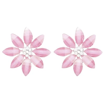 Clip oorbellen-Roze- bloem- 2.5 cm- geen gaatje- Charme Bijoux