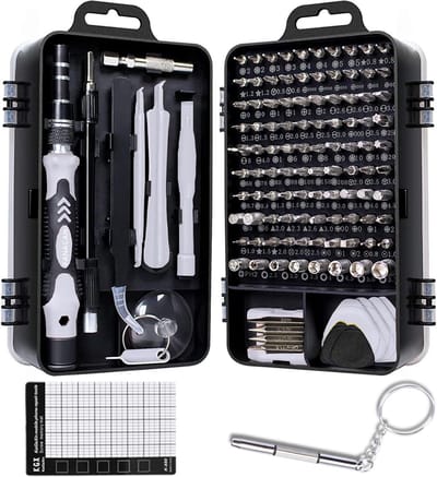 Precisie Schroevendraaier Set - Reparatietool Kit - Elektronica Reparatie - 130 Delig Magnetisch - 18x9x5cm - Grijs
