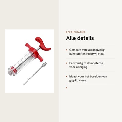 Dailygoods- Kookspuit 30ml - Marinade Injectiespuit - Voedselkwaliteit Kunststof/Roestvrij Staal - Hygiënisch - Eenvoudige Reiniging - Precisienaald - Marinade Injector
