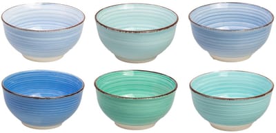 Cookinglife Kleine kommen Delice Blue - Set van 6 ø 12 cm - Aardewerk - Vaatwasser- & Magnetronbestendig, Stapelbaar