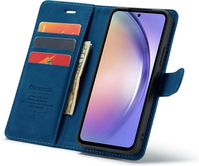 CaseMania Bookcase hoesje geschikt voor Samsung Galaxy A26 - Effen Donkerblauw - Kunstleer - 2-in-1 Magnetisch Uitneembaar Design