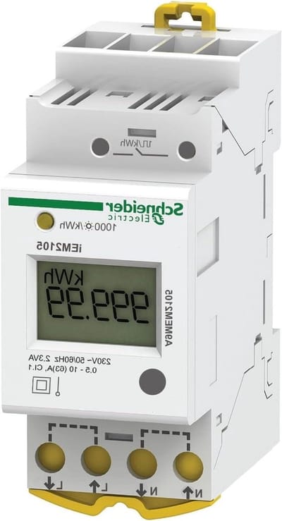 Energiemeter - Stroommeter kWh - Energieverbruik Meten - 1-fase S0-impuls - 63A - Grijs