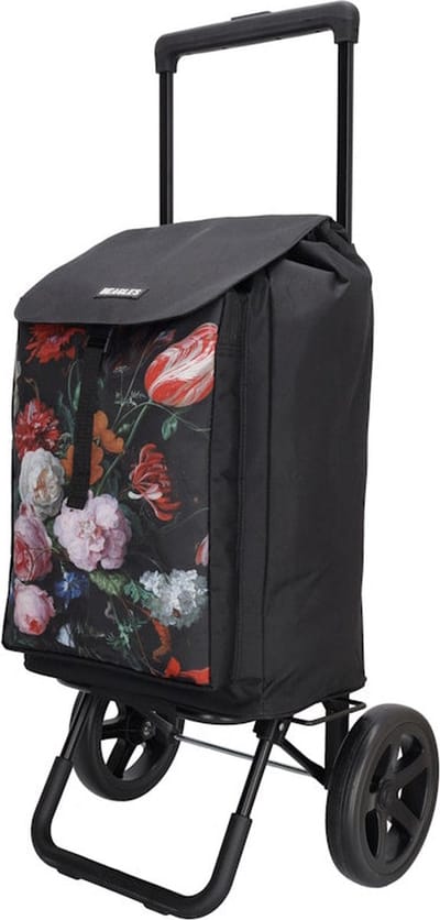 Beagles Shop & Go Boodschappen trolley Opvouwbaar Lichtgewicht 40 Liter Sterk - Bloem zwart