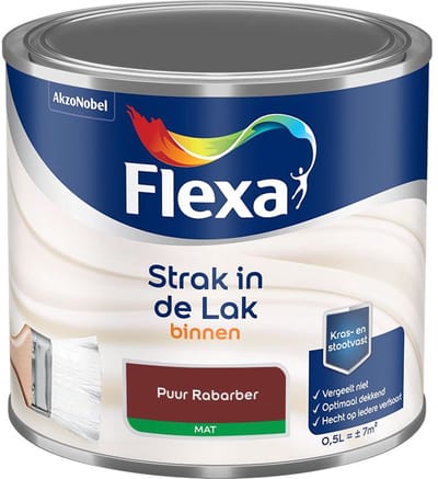 Flexa - Strak In De Lak Binnenlak Mat - Puur Rabarber - Mengverf - 500 Ml