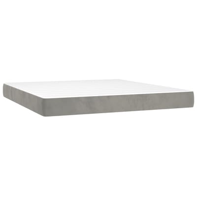 vidaXL - Pocketveringmatras - medium - queen - 152x203x20 - cm - fluweel - lichtgrijs