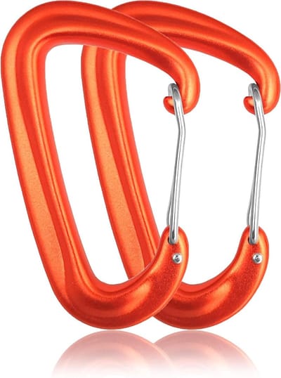 Karabijnhaak Set - D-vorm Haken - Spullen Bevestigen - Snelsluiting - 2 Stuks 80mm - Oranje