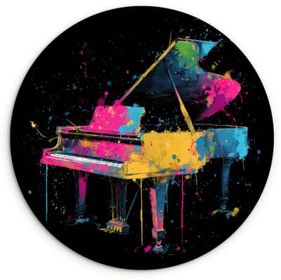 WallCircle® Wandcirkel 120x120 cm - Muurcirkel Piano - Kleurrijk - Verf - Modern - Muurdecoratie woonkamer - Wanddecoratie slaapkamer - Kamer decoratie accessoires - Ronde schilderijen XXL