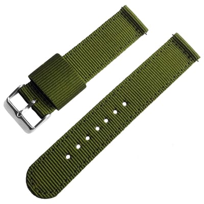Two Piece NATO RAF Tweedelige NATO Horlogeband Nylon Legergroen 18mm