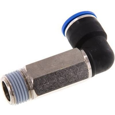 14mm x R1/2'' 90 graden L-verbinding Messing/PA 66 Insteekfitting Buitendraad Lange Huls Draaibaar NBR
