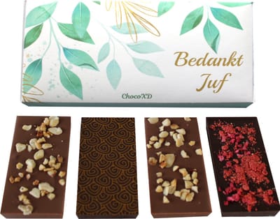 Bedankt Juf Cadeau - Thankyou Chocoladecadeau - Brievenbuspakket Bedankt gift - Fairtrade Chocola kado - Handgemaakte chocolade