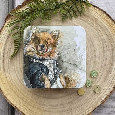Alex Clark Square Tin Molly ~ Vierkant opbergblikje hond