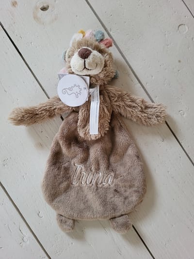 Happy Horse knuffeldoekje lion Leon/leeuw Leon/bruin/meerkleurig/gepersonaliseerd/geborduurde naam