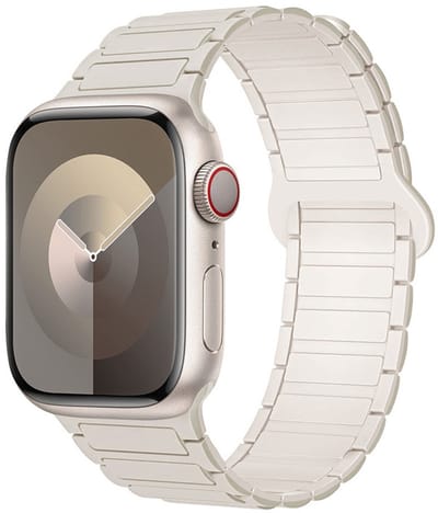 Siliconen bandje - geschikt voor Apple Watch 1/2/3/4/5/6/7/8/9/10/11/ SE (1,2,3) met maat 38 mm / 40 mm / 41 mm en 42 mm (Watch 10/11) - sterrenlicht