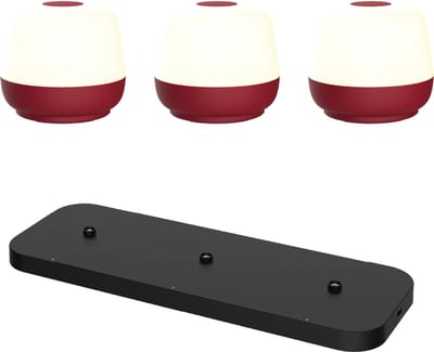 Luxus Europe - Tafellamp Naxos Bordeaux - Draadloze Tafellamp Buiten - Set van 3 - Oplaadbaar - USB-C - Dimbaar - Warm Wit - Waterbestendig