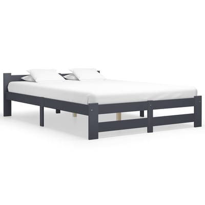 vidaXL - Bedframe - massief - grenenhout - donkergrijs - 160x200 - cm