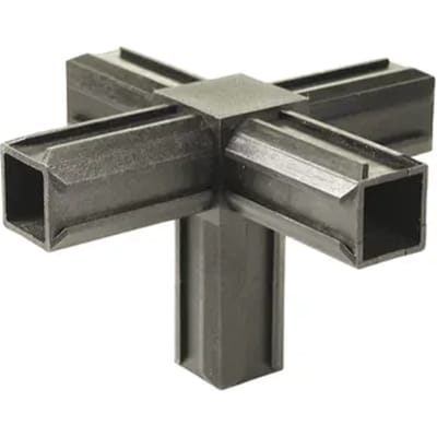Alberts Buisverbinder Kruisstuk - Kruisvorm Haakse Afloop - Polyamide - Zwart - 20x20mm