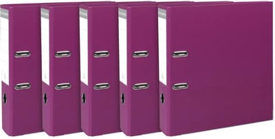 Exacompta 2x Pak van 5 ordners met hefboom - rug 80mm - Prem'Touch mechaniek - formaat A4 - buitenzijde in polypropyleen / binnenzijde in polypropyleen - Fuchsia - 53347SE
