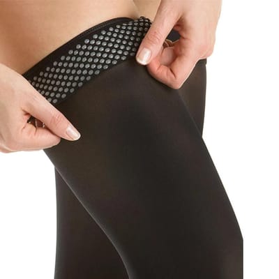 1 Paar 20-30 mmHg Dijhoge Compressiekousen Open Teen Gegradueerde Ondersteuning Voor Spataderen Oedeem Vlucht Reizen M beige
