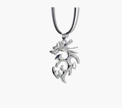 Ketting Jongens- Draak- Glow in the Dark- Zwart- Zilver- Leer- Kind- LiLaLove