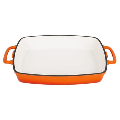 Voque Rechthoekige Gietijzeren Ovenschaal 2,8ltr Oranje
