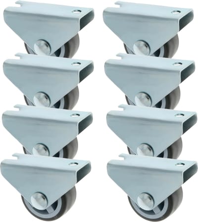AMIG bokwiel/transportwiel - 8x - D25mm - rubber - 40kg draagvermogen - grijs