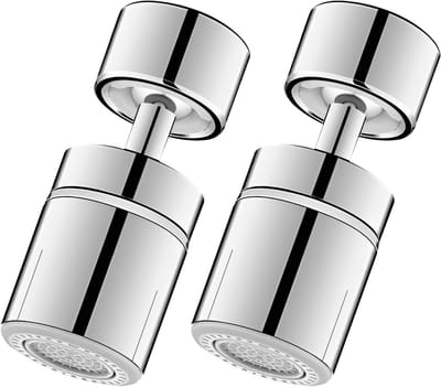 Kraan Verlengstuk-kraan opzetstuk-keukenkraan-360° kraanbeluchtingspoelbak - spatwaterdichte kraansproeierverlenger - badkamer- en keukenwastafels - met 2 sproeistanden - zilver - 2 stuks