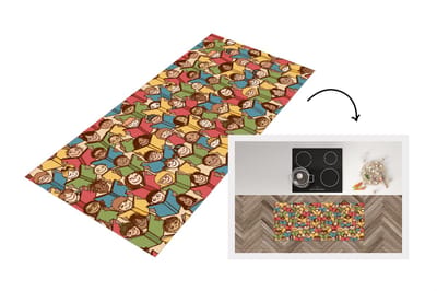 Keukenloper - Loper keuken - Patronen - Boek - Kinderen - 120x50 cm - Keukenloper vinyl