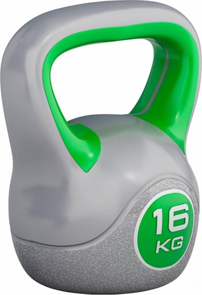 Gorilla Sports Kettlebell Trendy - Kunststof - 16 kg - Grijs - Groen